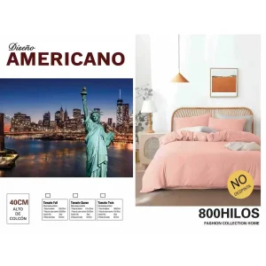 Juego de Sabanas 1.5 Algodon 800 Hilos Modelo Americano - Angeles del Hogar Chile