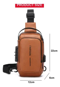 Bolso Bandolero Impermeable con Puerto USB Unisex Negro Diseño 2 - imagen 2