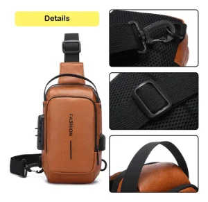 Bolso Bandolero Impermeable con Puerto USB Unisex Negro Diseño 2 - imagen 4