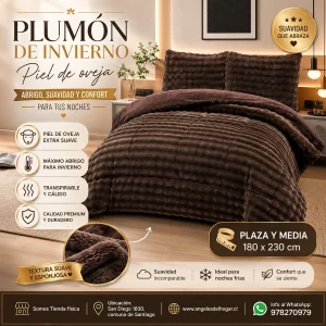 Plumón de Invierno Imitación Piel de Oveja Plaza y Media Beige Diseño 1 - imagen 3