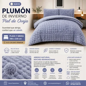 Plumón de Invierno Imitación Piel de Oveja Plaza y Media Beige Diseño 4 - imagen 2