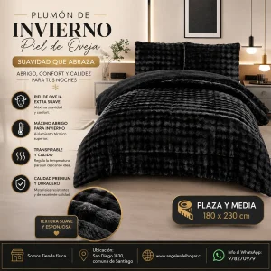 Plumón de Invierno Imitación Piel de Oveja Plaza y Media Beige Diseño 5 - imagen 3