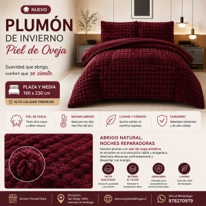 Plumón de Invierno Imitación Piel de Oveja Plaza y Media Beige Diseño 6 - imagen 3