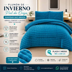 Plumón de Invierno Imitación Piel de Oveja Plaza y Media Beige Diseño 7 - imagen 3