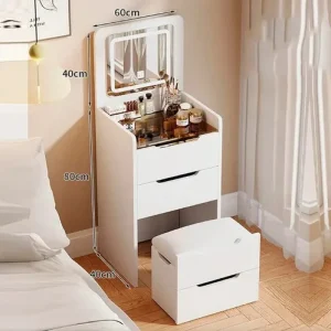 Tocador de Lujo con Espejo Luz LED Iluminado y Taburete - imagen 6