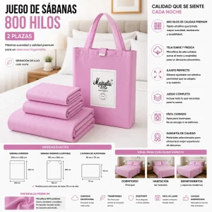Juego De Sabanas Mp 800 Hilos 2 Plazas