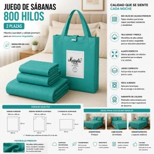 Juego De Sabanas Mp 800 Hilos 2 Plazas