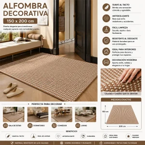 Alfombra Sisal Medida 150 X200 Color Marron Claro
