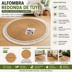 Alfombra Redonda de Yute 120 cm Modelo Clásica
