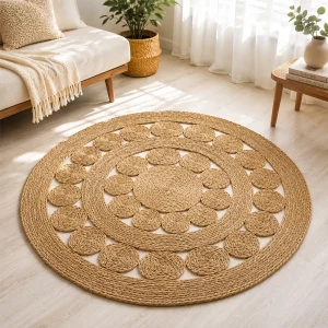 Alfombra Redonda de Yute 120 cm Modelo Clásica Diseño 4 - imagen 3