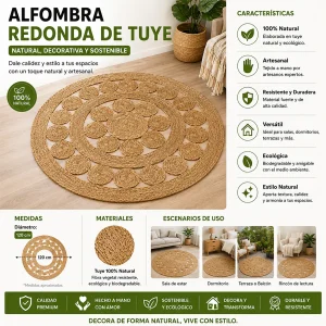 Alfombra Redonda de Yute 120 cm Modelo Clásica
