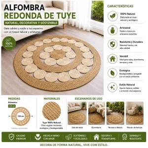 Alfombra Redonda de Yute 120 cm Modelo Clásica