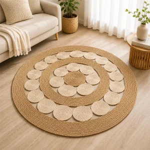 Alfombra Redonda de Yute 120 cm Modelo Clásica Diseño 5 - imagen 3