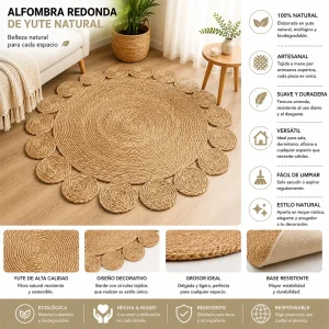 Alfombra Redonda de Yute 120 cm Modelo Clásica