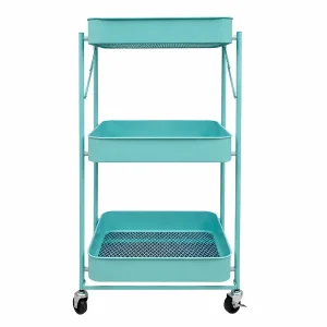 Carrito Organizador Metálico Plegable 3 Niveles Celeste Diseño 1 - imagen 3
