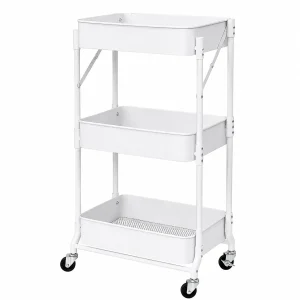 Carrito Organizador Metálico Plegable 3 Niveles Celeste Diseño 2 - imagen 3