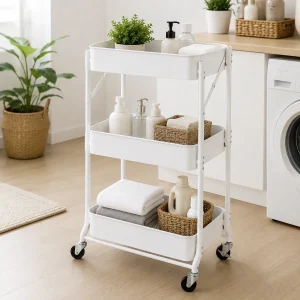 Carrito Organizador Metálico Plegable 3 Niveles Celeste Diseño 2 - imagen 2