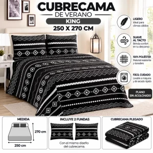 Cubrecama De Verano Tamaño King Con Diseño