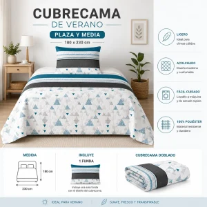 cubrecama de Verano plaza y media 180x230