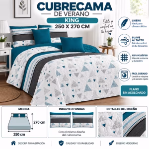 Cubrecama De Verano Tamaño King Con Diseño