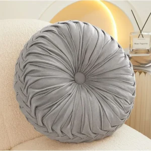 Cojín Decorativo Redondo bordado color gris