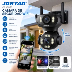 Cámara de Seguridad WiFi Doble Lente Jortan JT-9680
