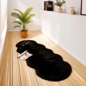 Alfombra de Felpa Tamaño 60x140 cm Color Negro Diseño 2