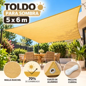 Toldo Rectangular 5x6 Sombra Cubierta Terraza Jardín