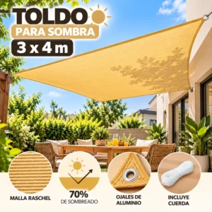 Toldo CUADRADO3x4 M para Sombra Cubierta Terraza Jardín Beige
