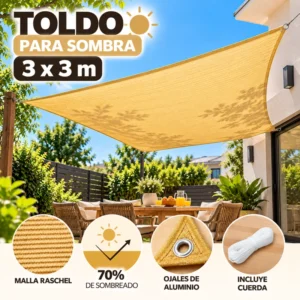 Toldo Cuadrado 3x3 m para Sombra Cubierta Terraza Jardín
