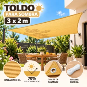 Toldo Cuadrado 3x2 m para Sombra Cubierta Terraza Jardín
