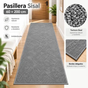 Alfombra Pasillera Sisal 60x200 cm Marrón Diseño 2 - imagen 3