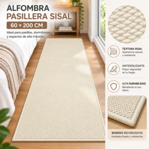 Alfombra Pasillera Sisal 60x200 cm Marrón Diseño 3 - imagen 3