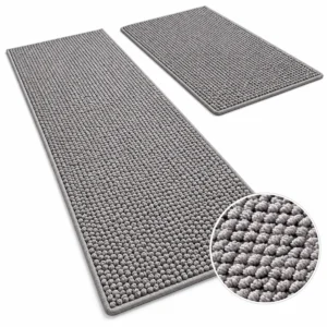 Set de 2 Alfombras para Cocina Sisal 40x60 + 40x120 cm Beige Diseño 1