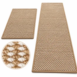 Set de 2 Alfombras para Cocina Sisal 40x60 + 40x120 cm Beige Diseño 3