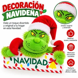Decoración Navideña Grinch de Peluche para Puerta o Ventana